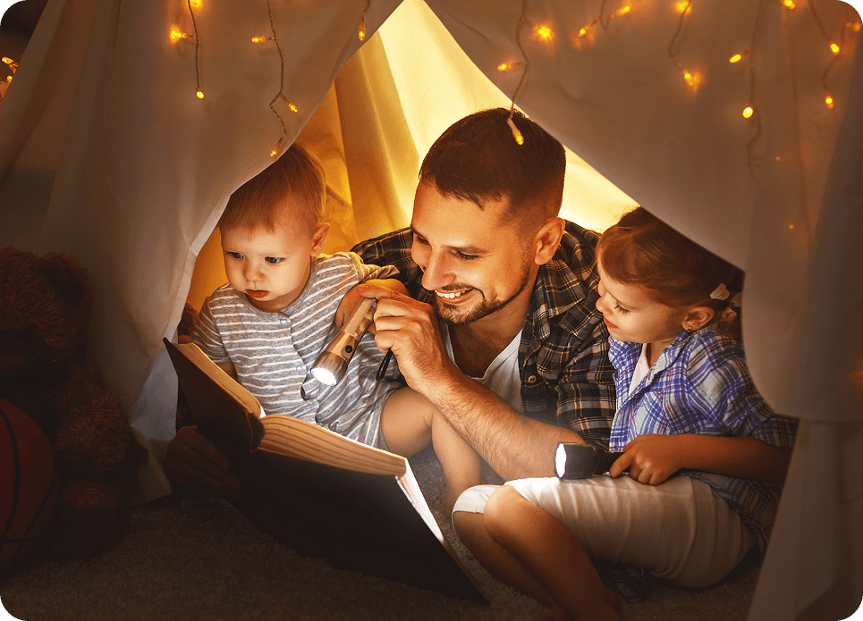 Family reconnecting away from screens